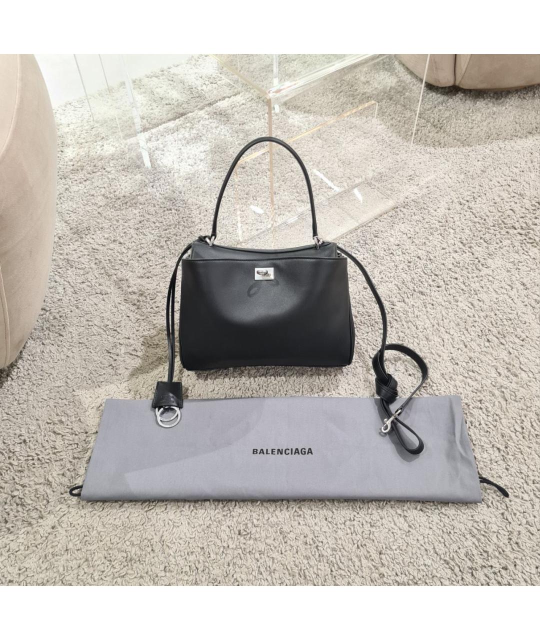 BALENCIAGA Черная кожаная сумка тоут, фото 2