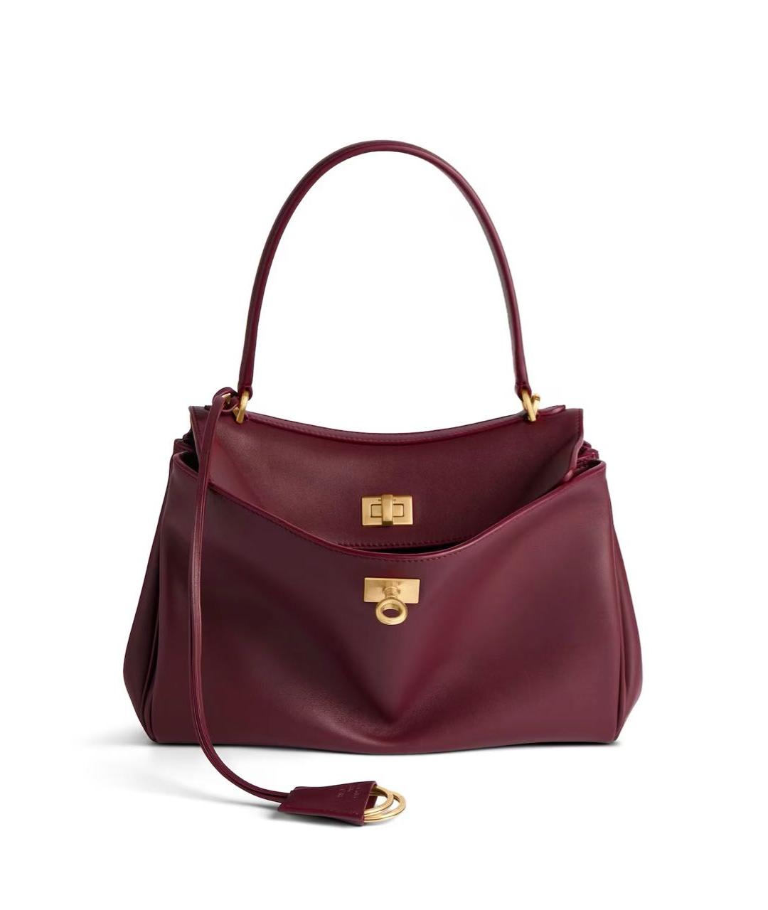 BALENCIAGA Бордовая кожаная сумка тоут, фото 8