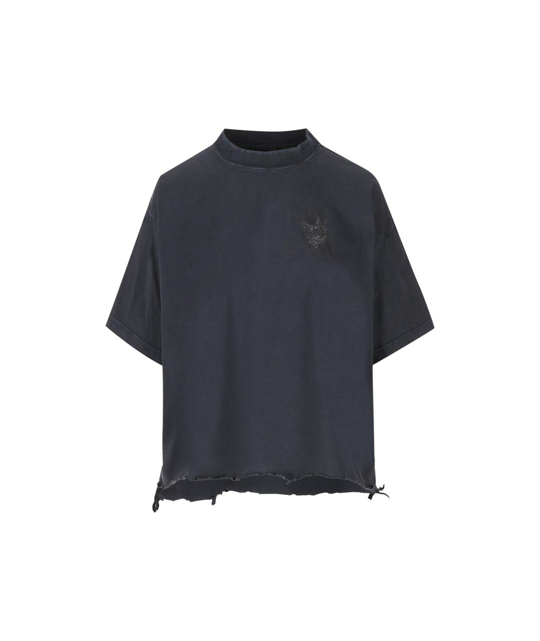 BALENCIAGA Серая хлопко-эластановая футболка, фото 1