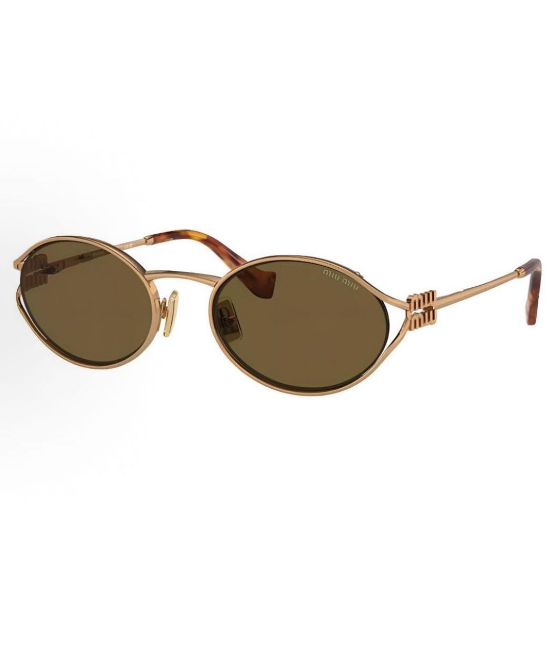 MIU MIU Золотые металлические солнцезащитные очки, фото 4