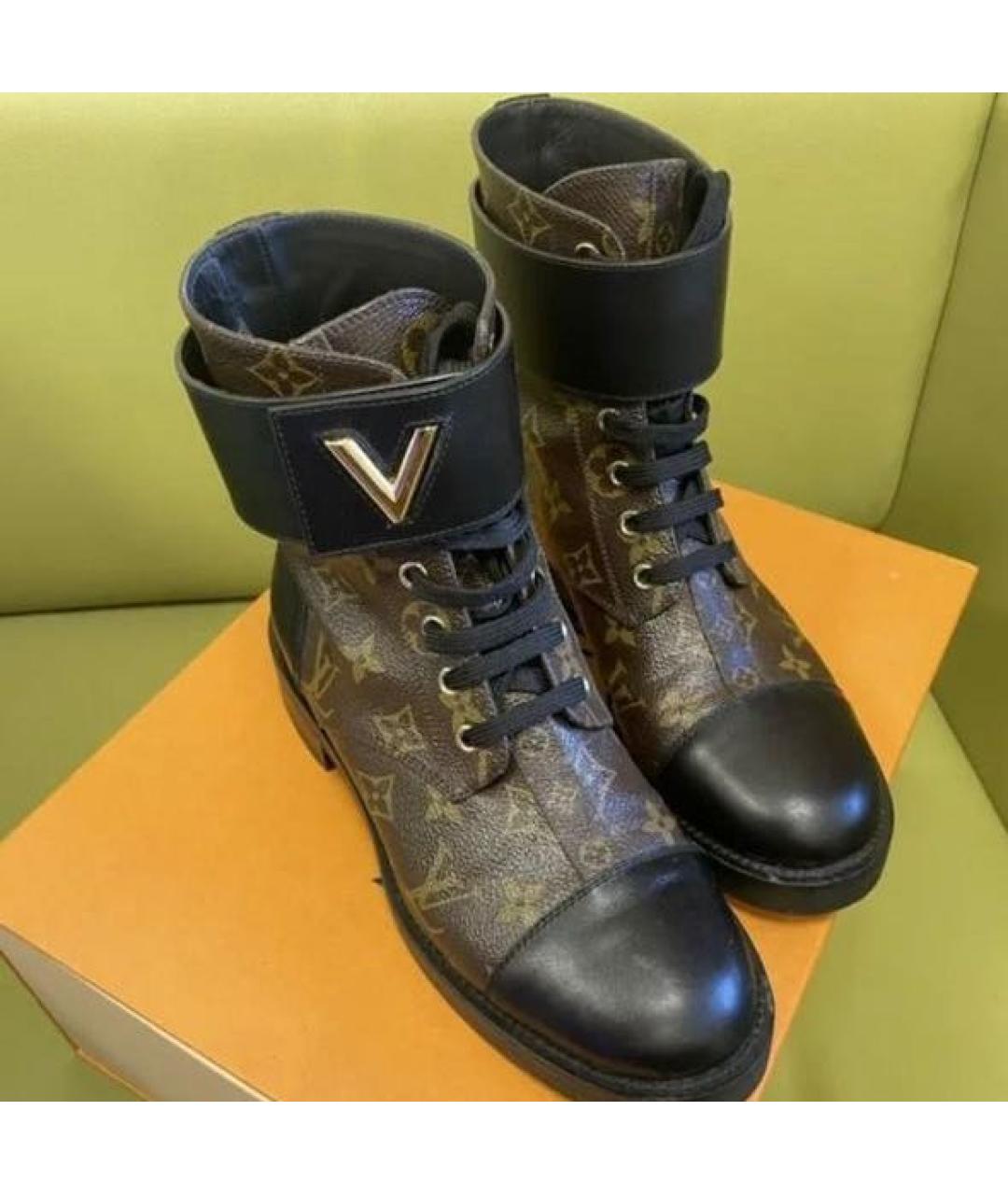 LOUIS VUITTON Черные кожаные ботинки, фото 2