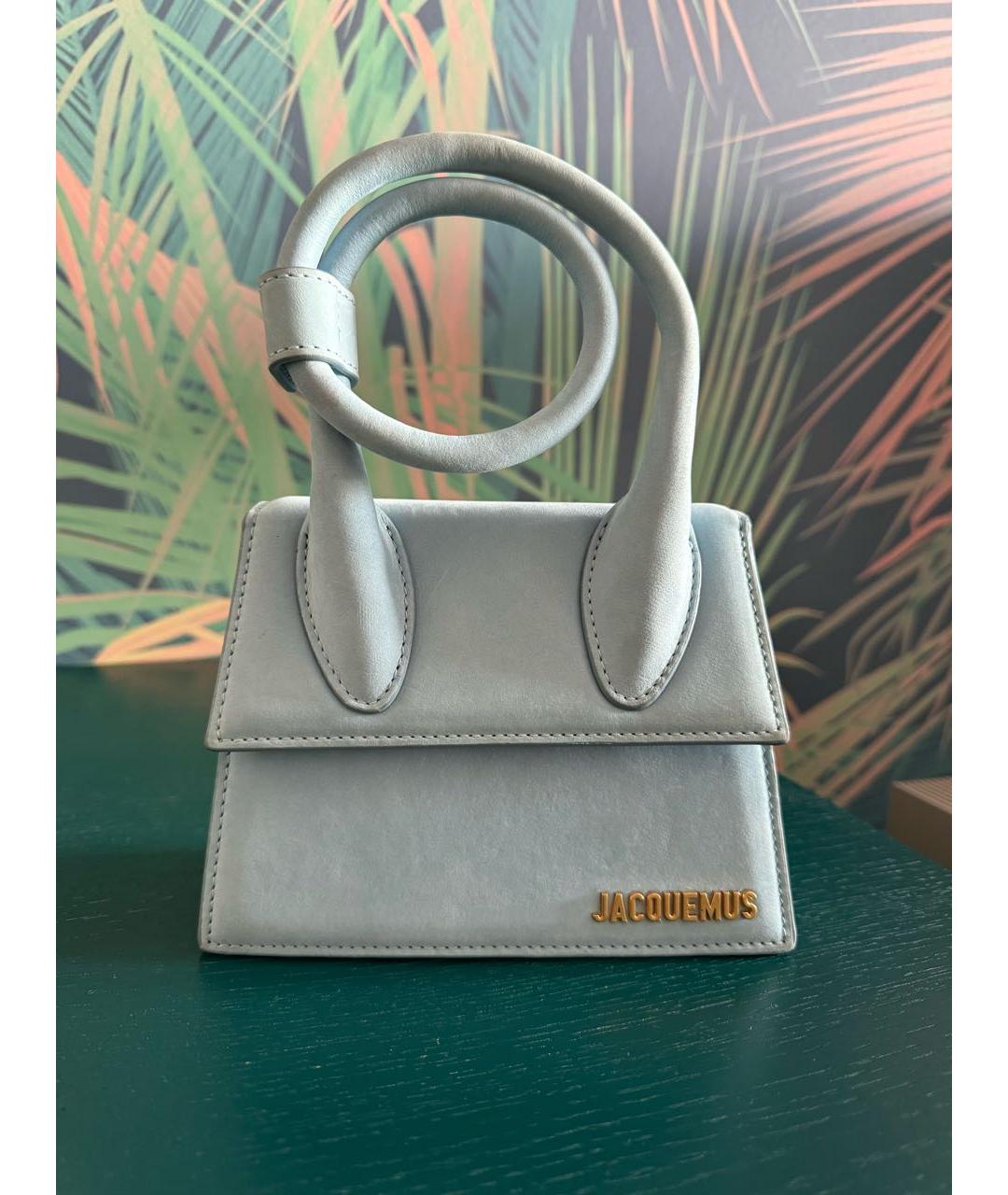 JACQUEMUS Голубая замшевая сумка с короткими ручками, фото 5