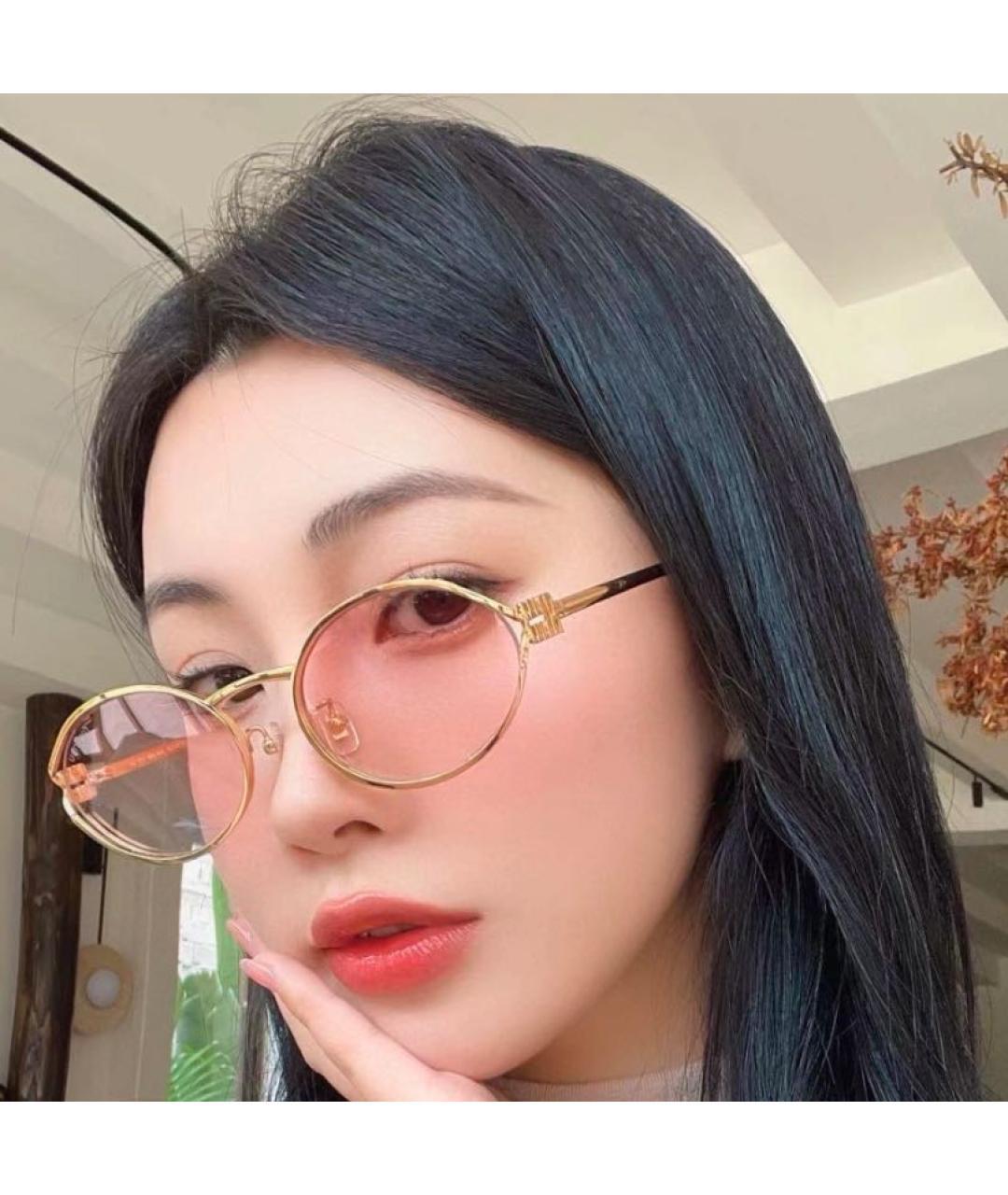 MIU MIU Золотые металлические солнцезащитные очки, фото 4