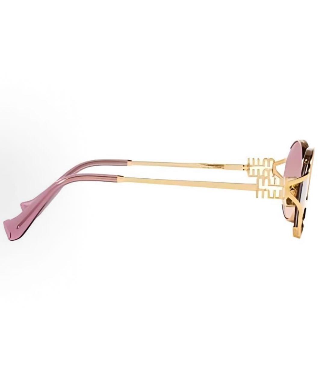 MIU MIU Золотые металлические солнцезащитные очки, фото 3