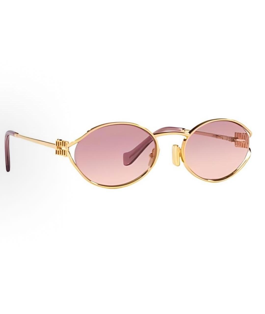 MIU MIU Золотые металлические солнцезащитные очки, фото 5