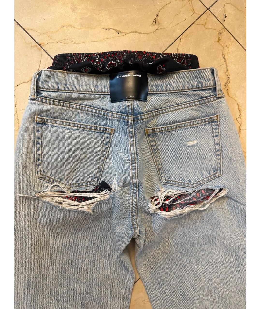 ALEXANDER WANG Голубые хлопковые прямые джинсы, фото 3