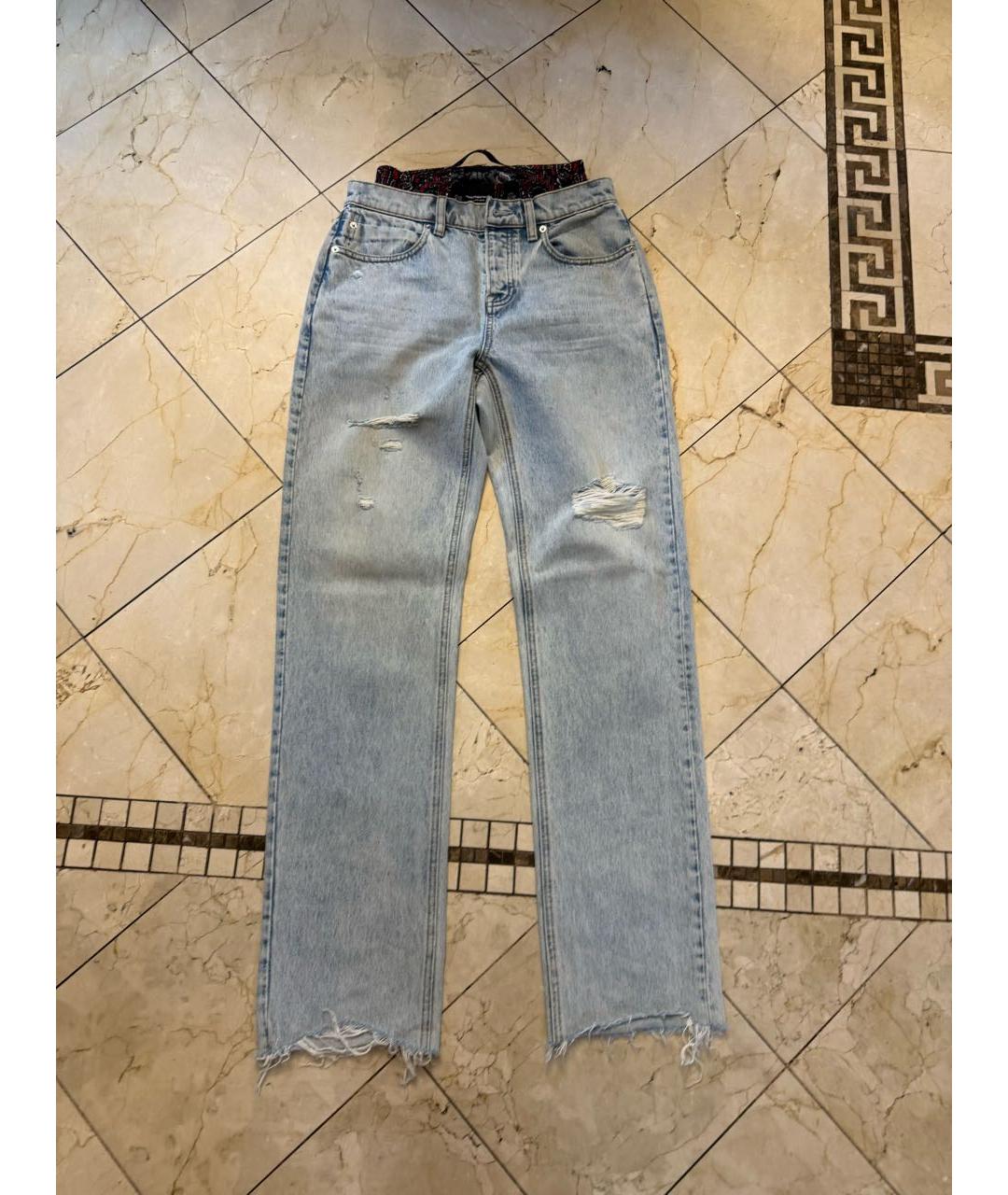 ALEXANDER WANG Голубые хлопковые прямые джинсы, фото 6