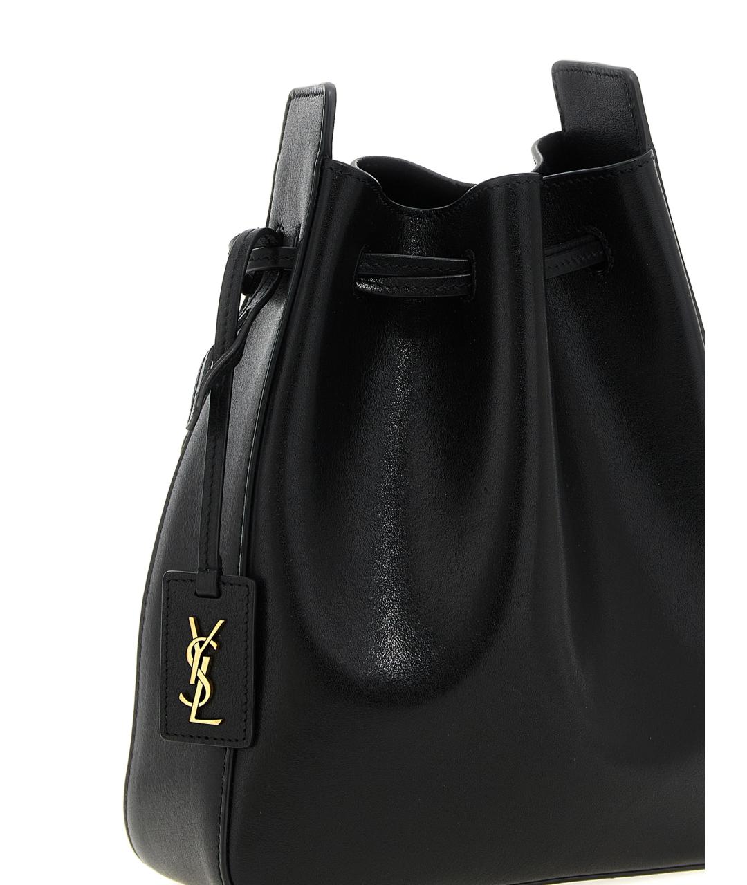 SAINT LAURENT Черная кожаная сумка тоут, фото 3