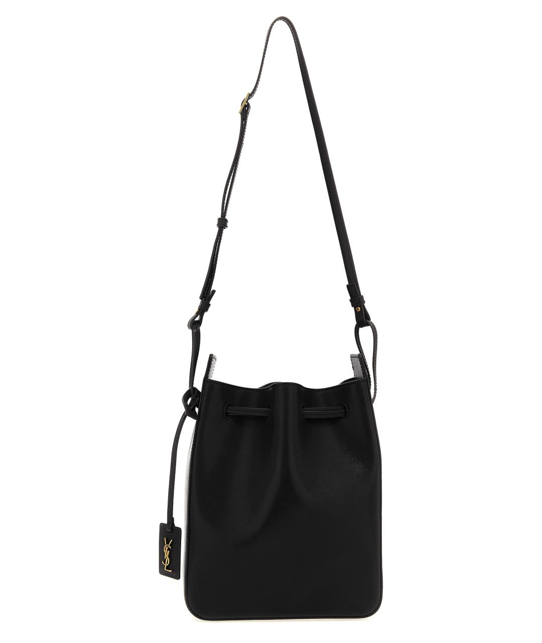 SAINT LAURENT Черная кожаная сумка тоут, фото 1