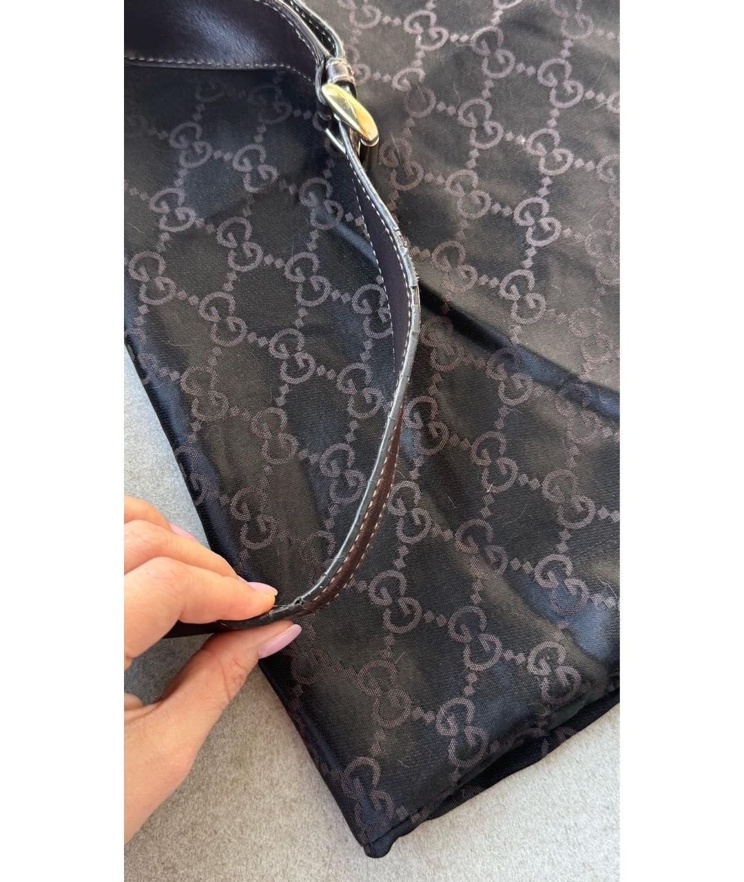 GUCCI Коричневая жаккардовая сумка с короткими ручками, фото 7