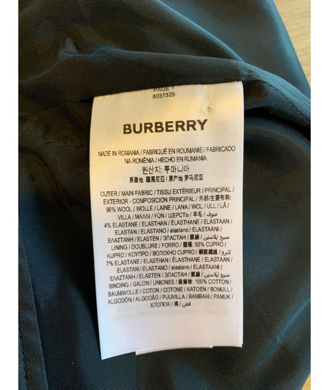 BURBERRY Черные шерстяные брюки широкие, фото 4