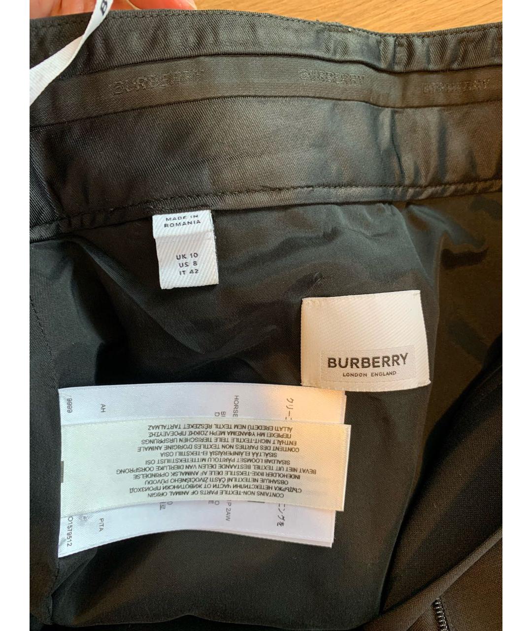 BURBERRY Черные шерстяные брюки широкие, фото 3