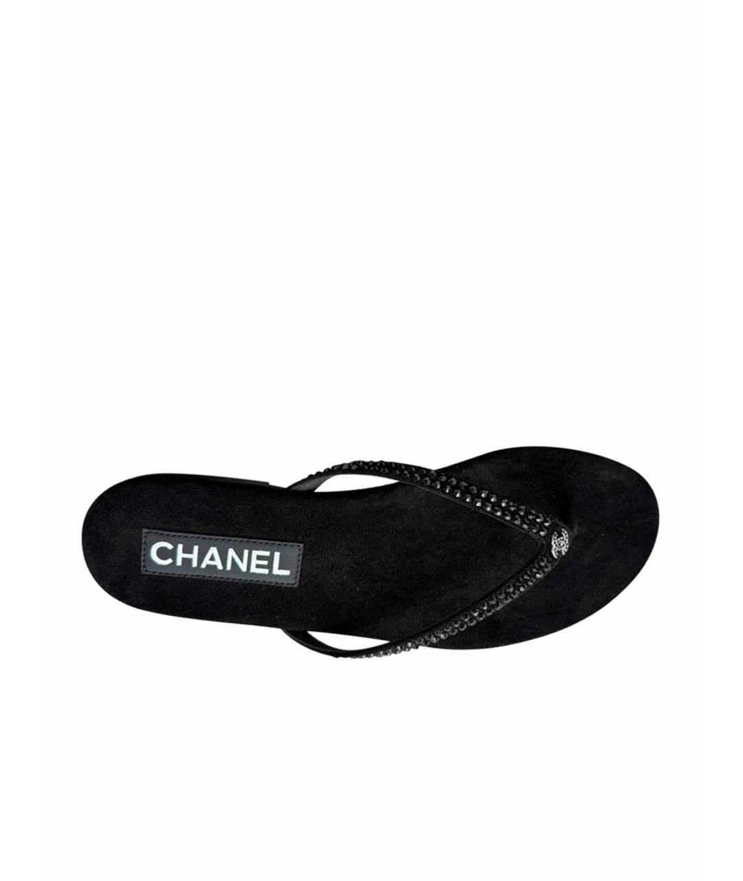 CHANEL Черные шлепанцы, фото 1