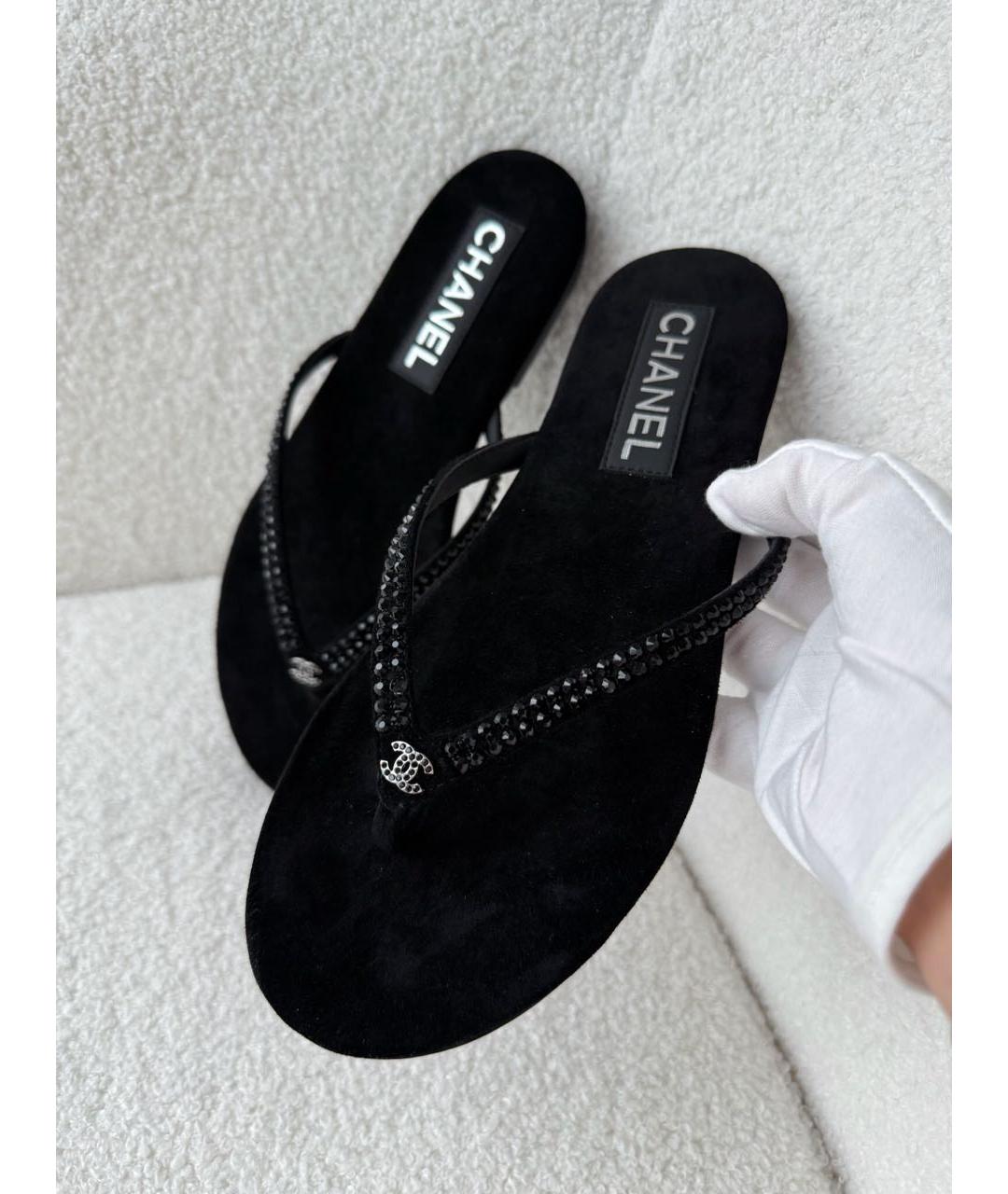 CHANEL Черные шлепанцы, фото 3