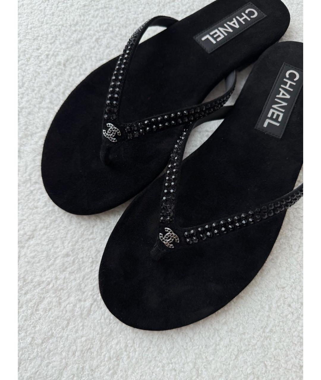 CHANEL Черные шлепанцы, фото 4