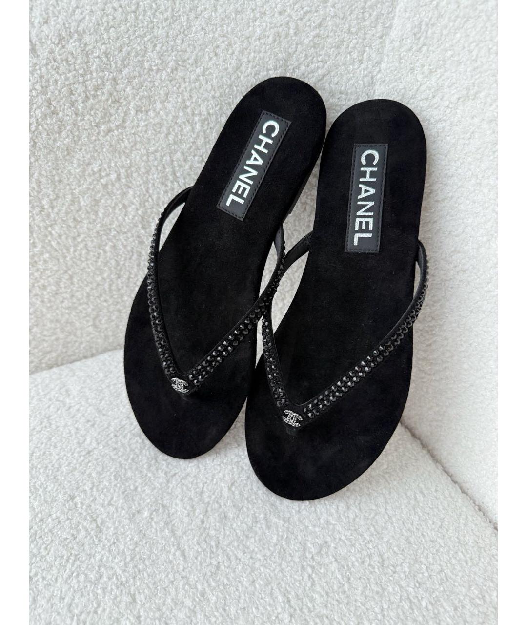 CHANEL Черные шлепанцы, фото 8