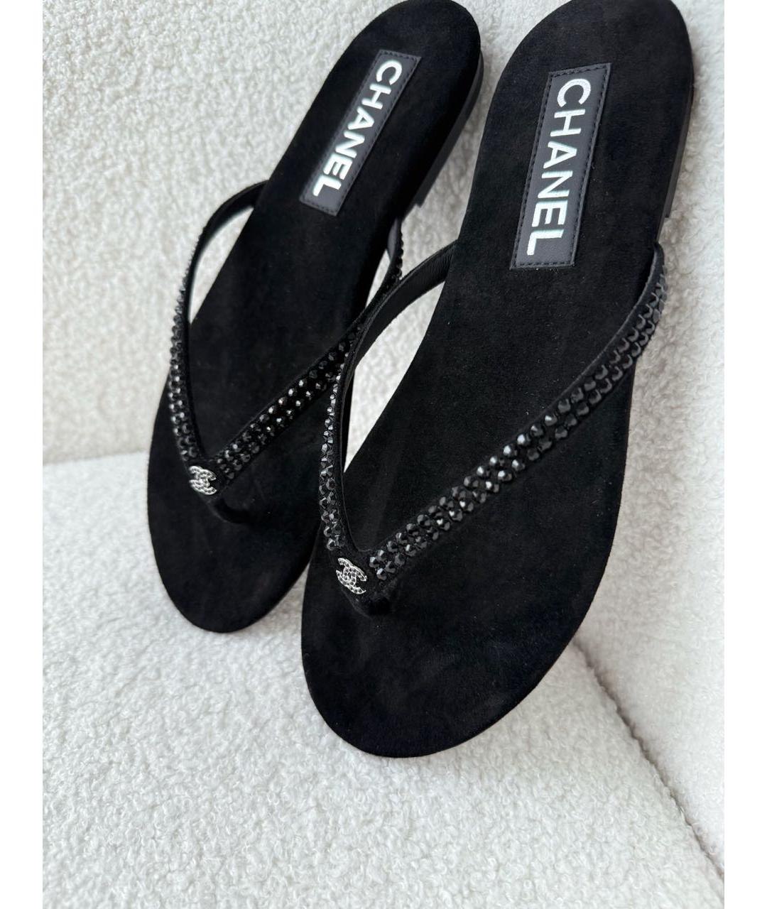 CHANEL Черные шлепанцы, фото 5