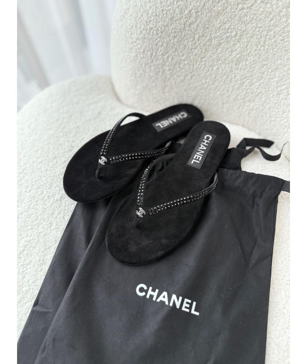 CHANEL Черные шлепанцы, фото 2