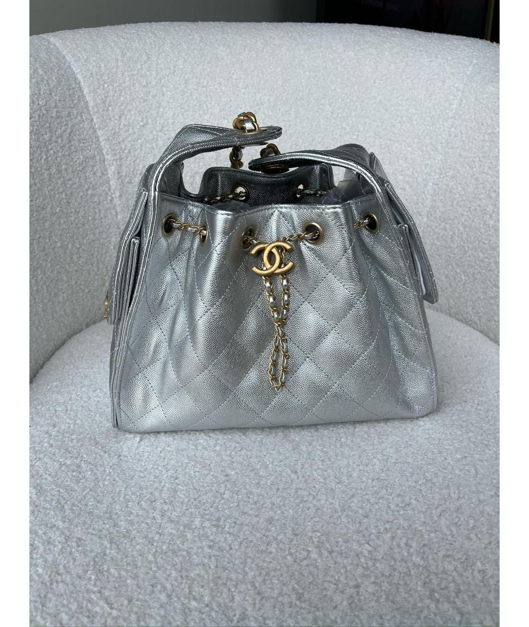 CHANEL Серебряная сумка тоут, фото 9