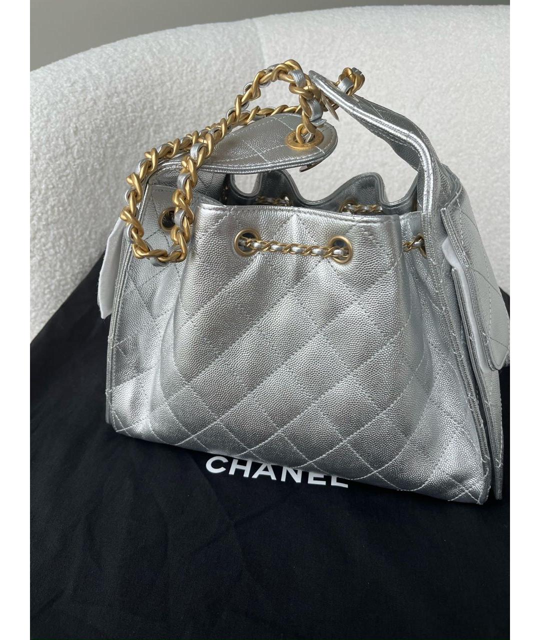 CHANEL Серебряная сумка тоут, фото 4