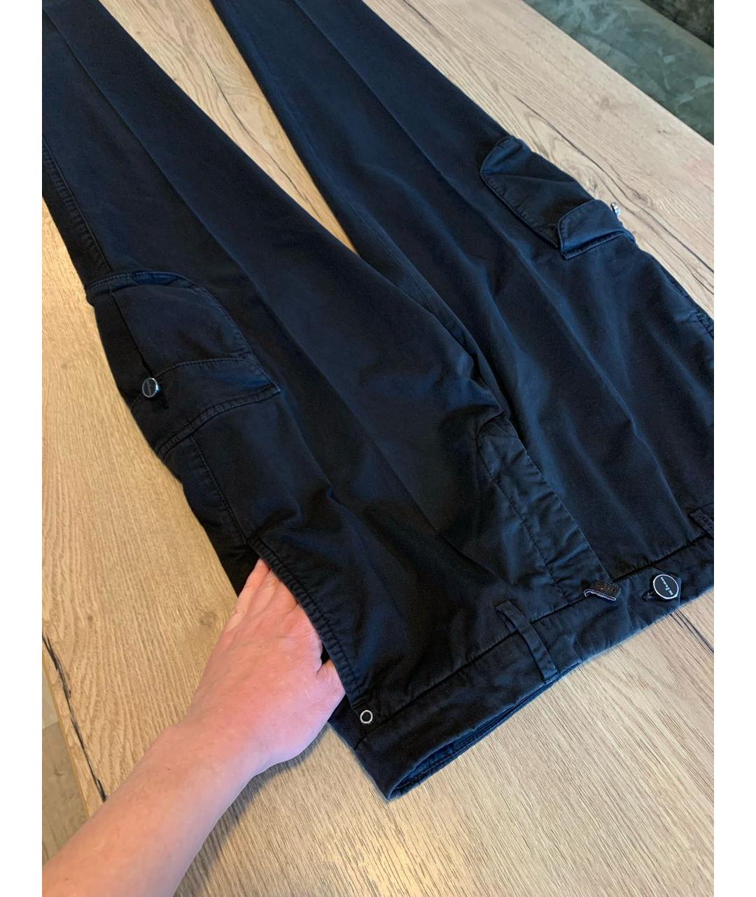 KITON Черные хлопко-эластановые брюки узкие, фото 5
