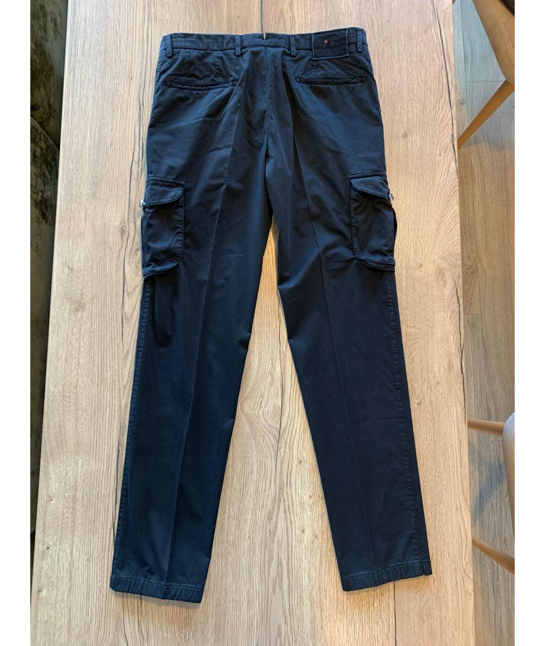 KITON Черные хлопко-эластановые брюки узкие, фото 2
