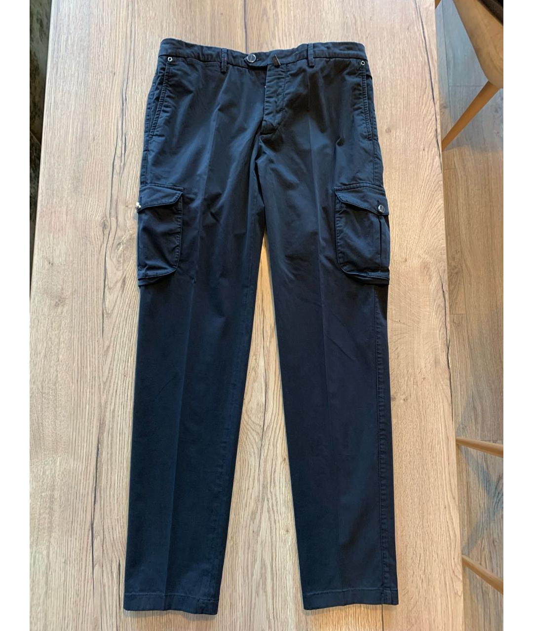 KITON Черные хлопко-эластановые брюки узкие, фото 9