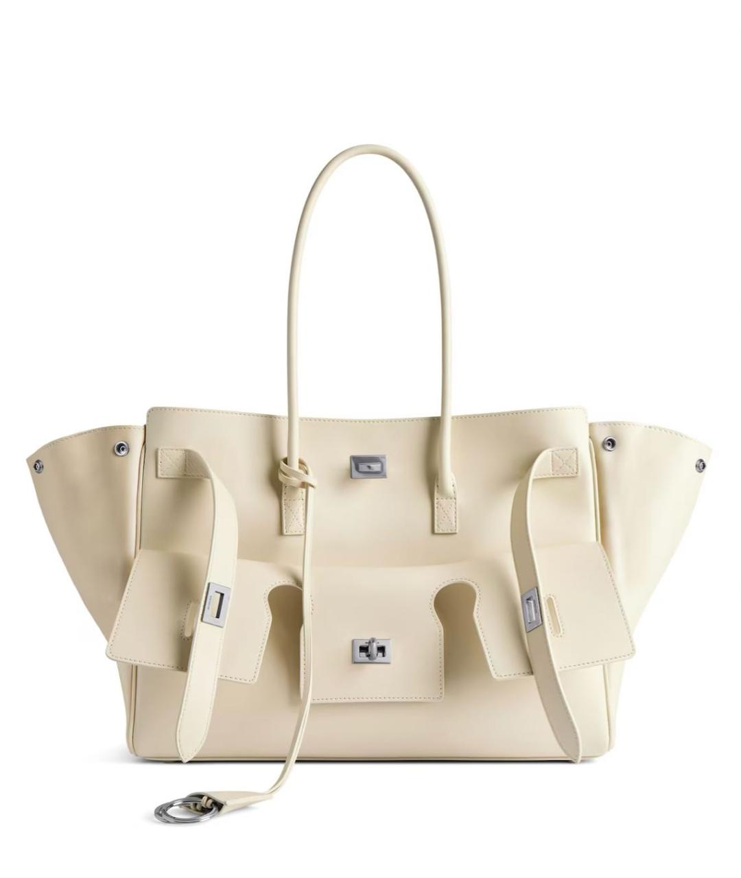 BALENCIAGA Бежевая кожаная сумка тоут, фото 1