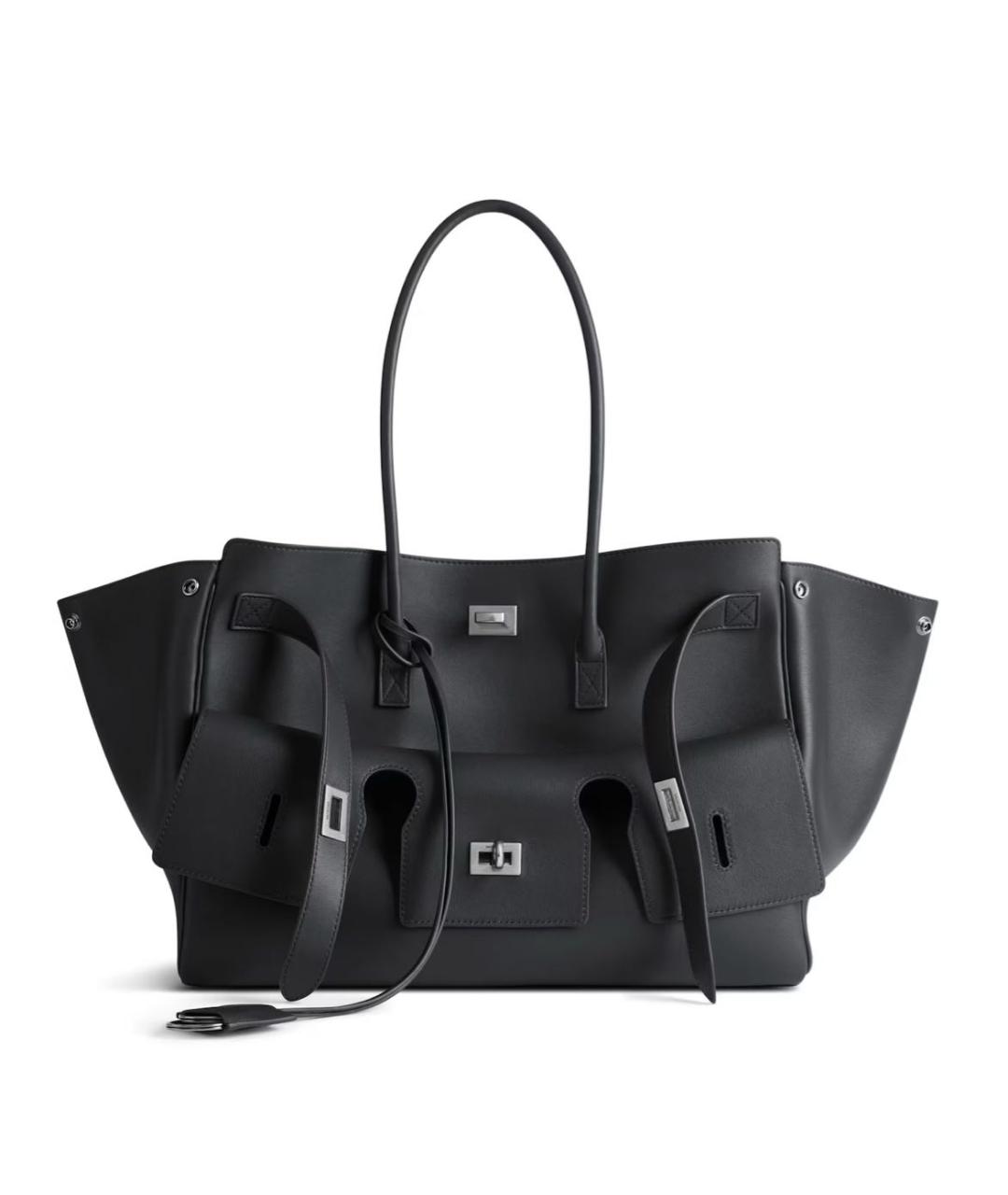 BALENCIAGA Черная кожаная сумка тоут, фото 1