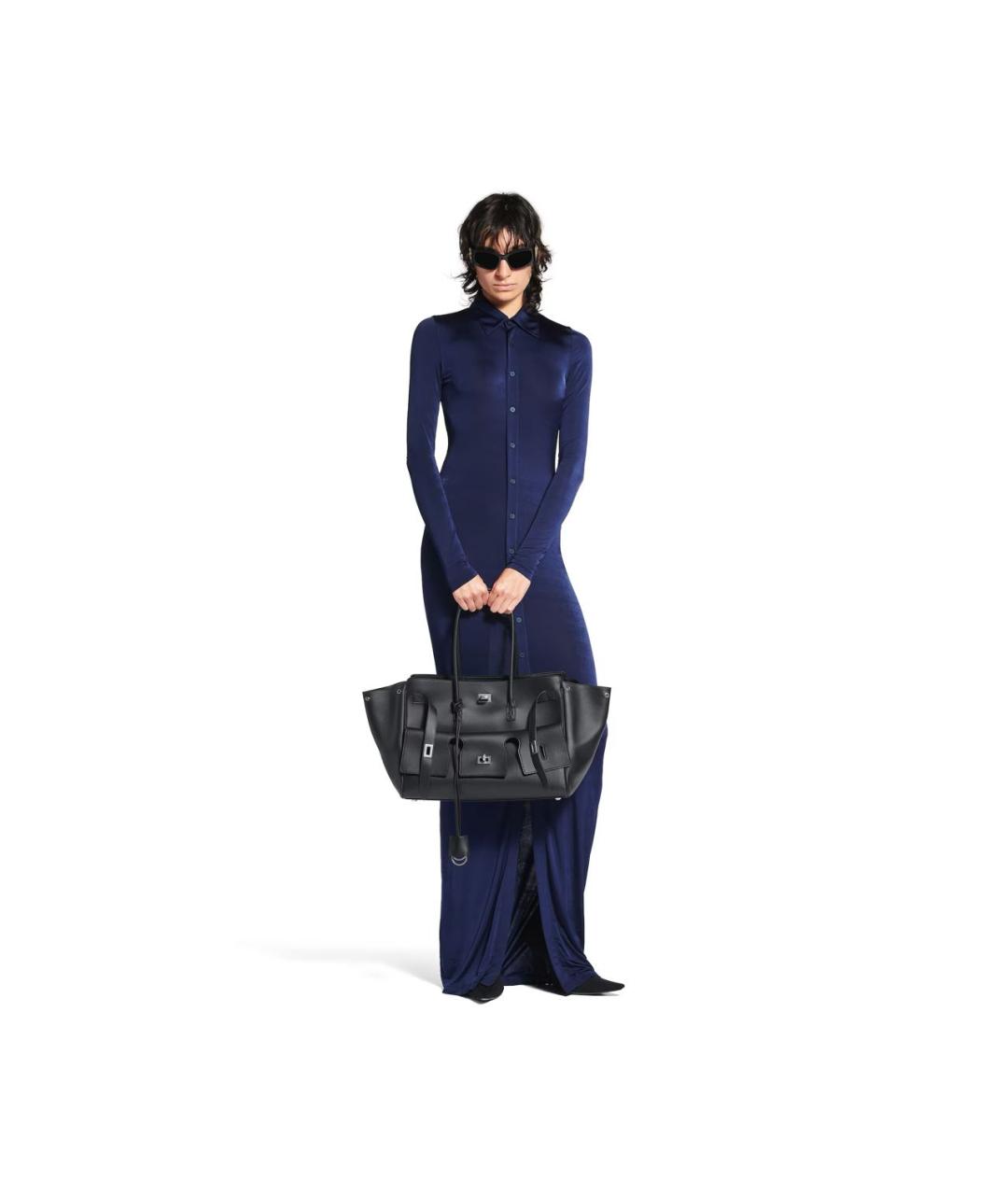 BALENCIAGA Черная кожаная сумка тоут, фото 8
