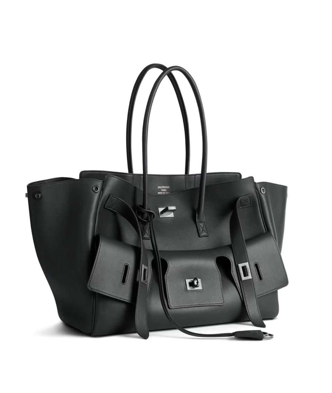 BALENCIAGA Черная кожаная сумка тоут, фото 4