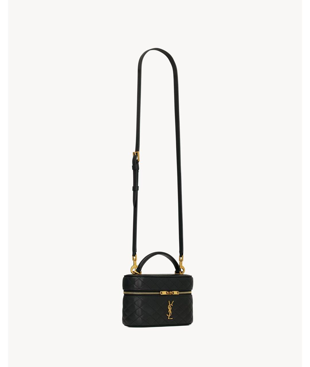 SAINT LAURENT Черная кожаная сумка с короткими ручками, фото 2