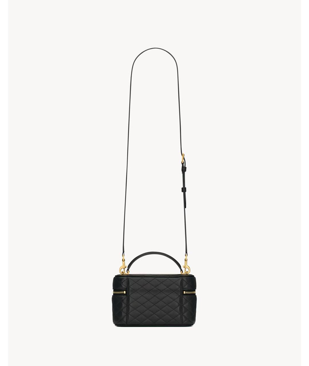 SAINT LAURENT Черная кожаная сумка с короткими ручками, фото 3