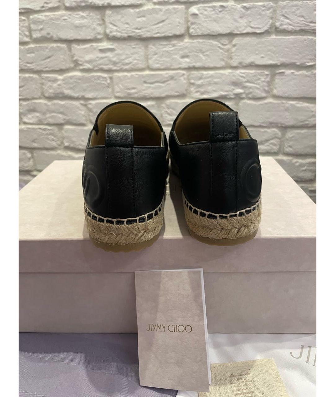 JIMMY CHOO Черные кожаные эспадрильи, фото 4