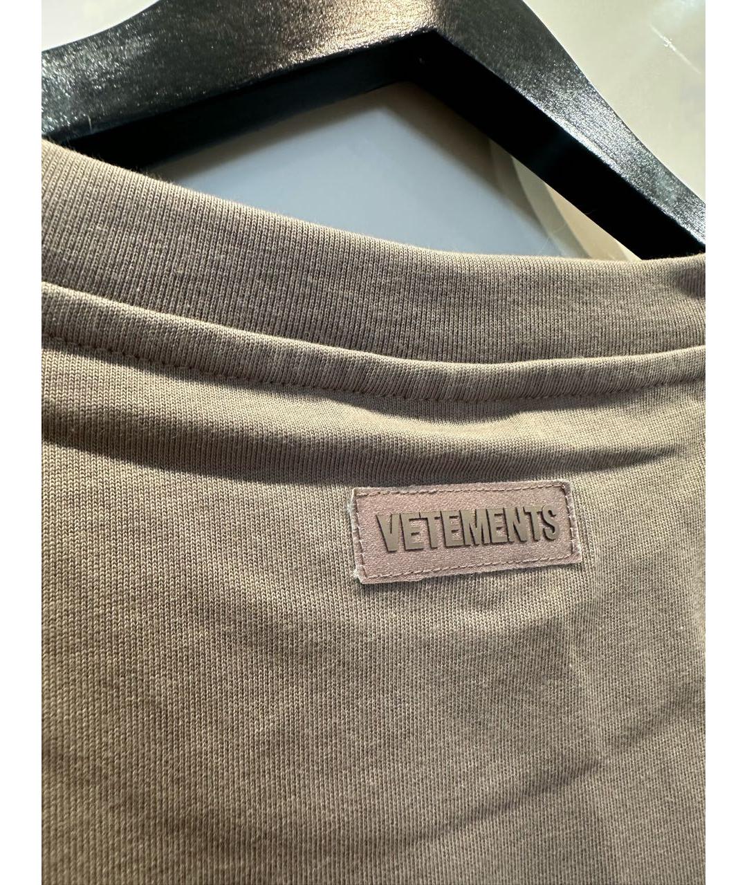 VETEMENTS Бежевая хлопковая футболка, фото 4