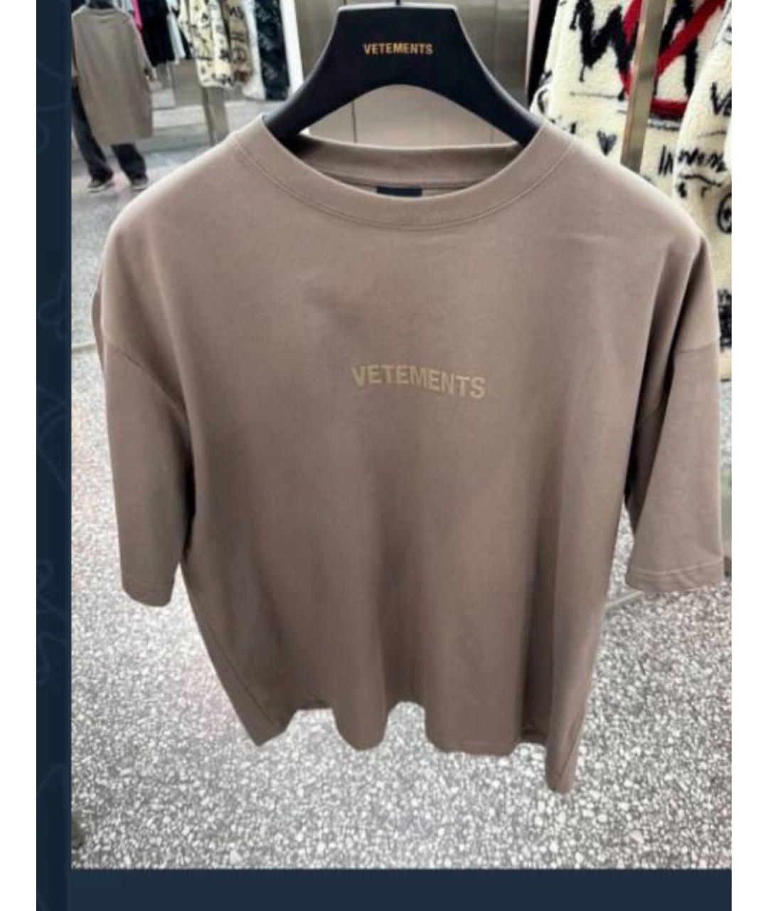VETEMENTS Бежевая хлопковая футболка, фото 5