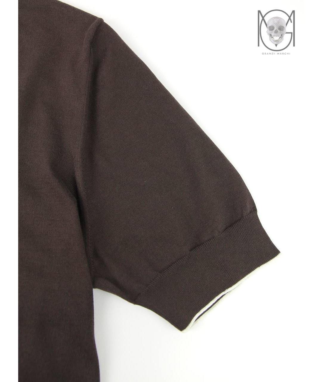 BRUNELLO CUCINELLI Коричневая хлопковая футболка, фото 4