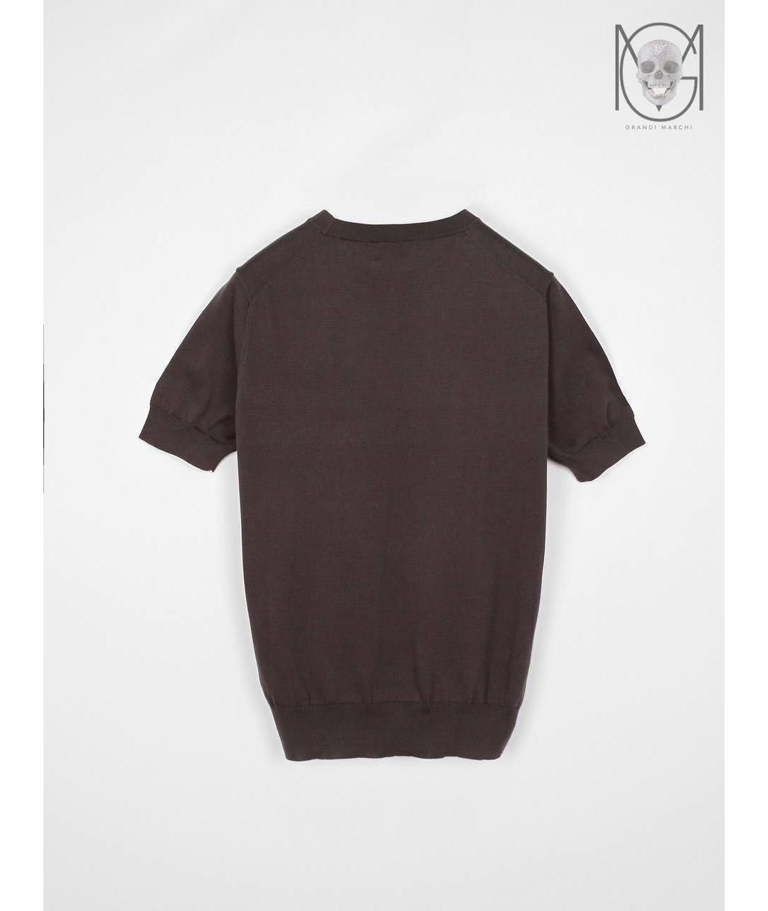 BRUNELLO CUCINELLI Коричневая хлопковая футболка, фото 2
