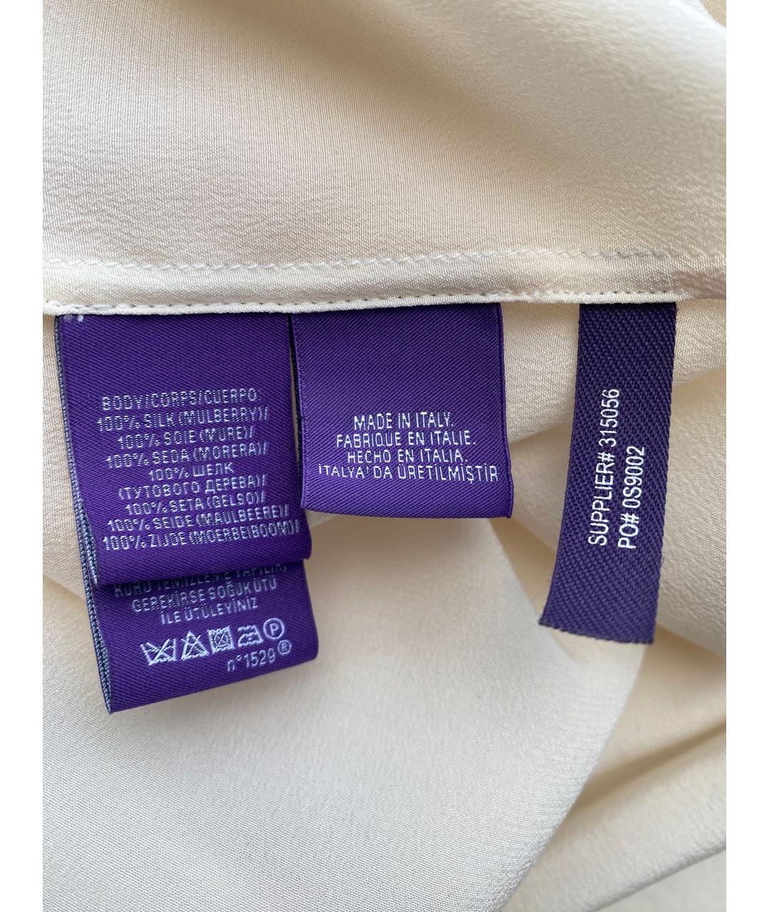 RALPH LAUREN Бежевая шелковая рубашка, фото 4