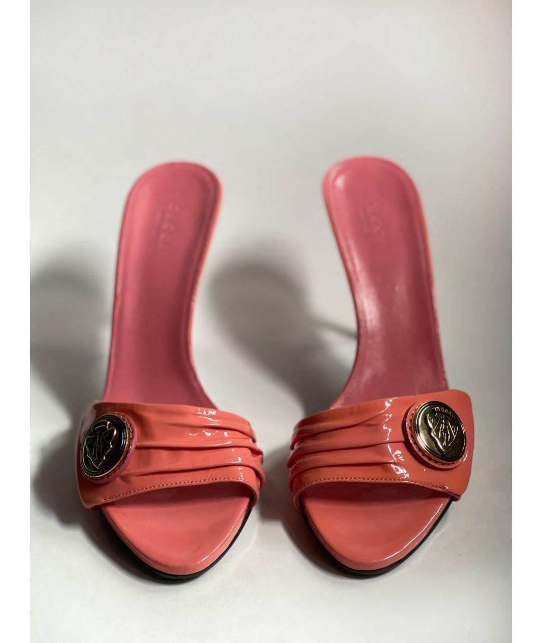 GUCCI Коралловые мюли из лакированной кожи, фото 7