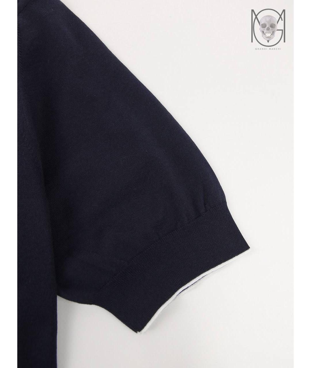 BRUNELLO CUCINELLI Темно-синяя хлопковая футболка, фото 7