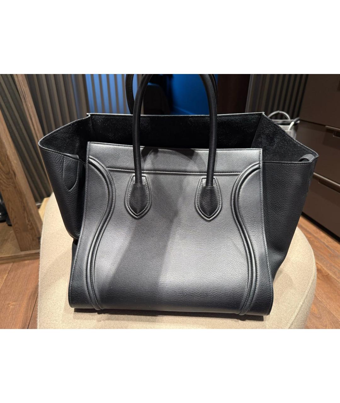 CELINE Черная кожаная сумка тоут, фото 2