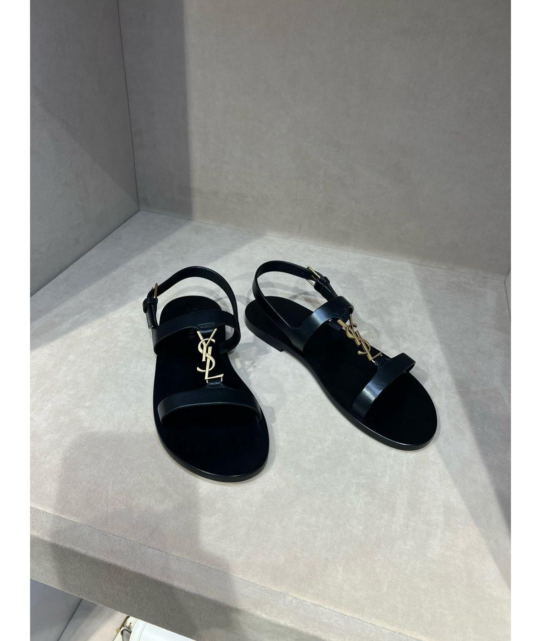 SAINT LAURENT Черные кожаные сандалии, фото 5