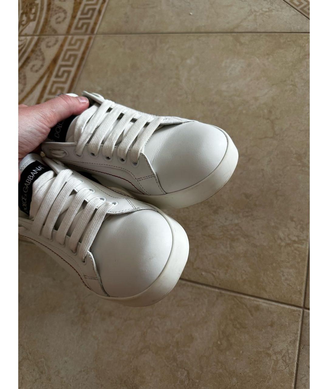 DOLCE&GABBANA Белые кожаные кеды, фото 3