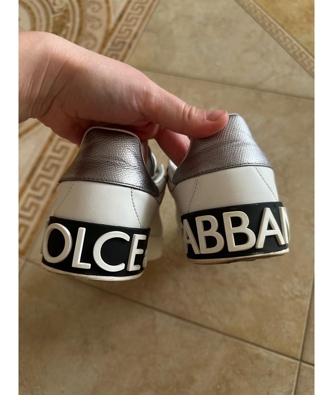 DOLCE&GABBANA Белые кожаные кеды, фото 5
