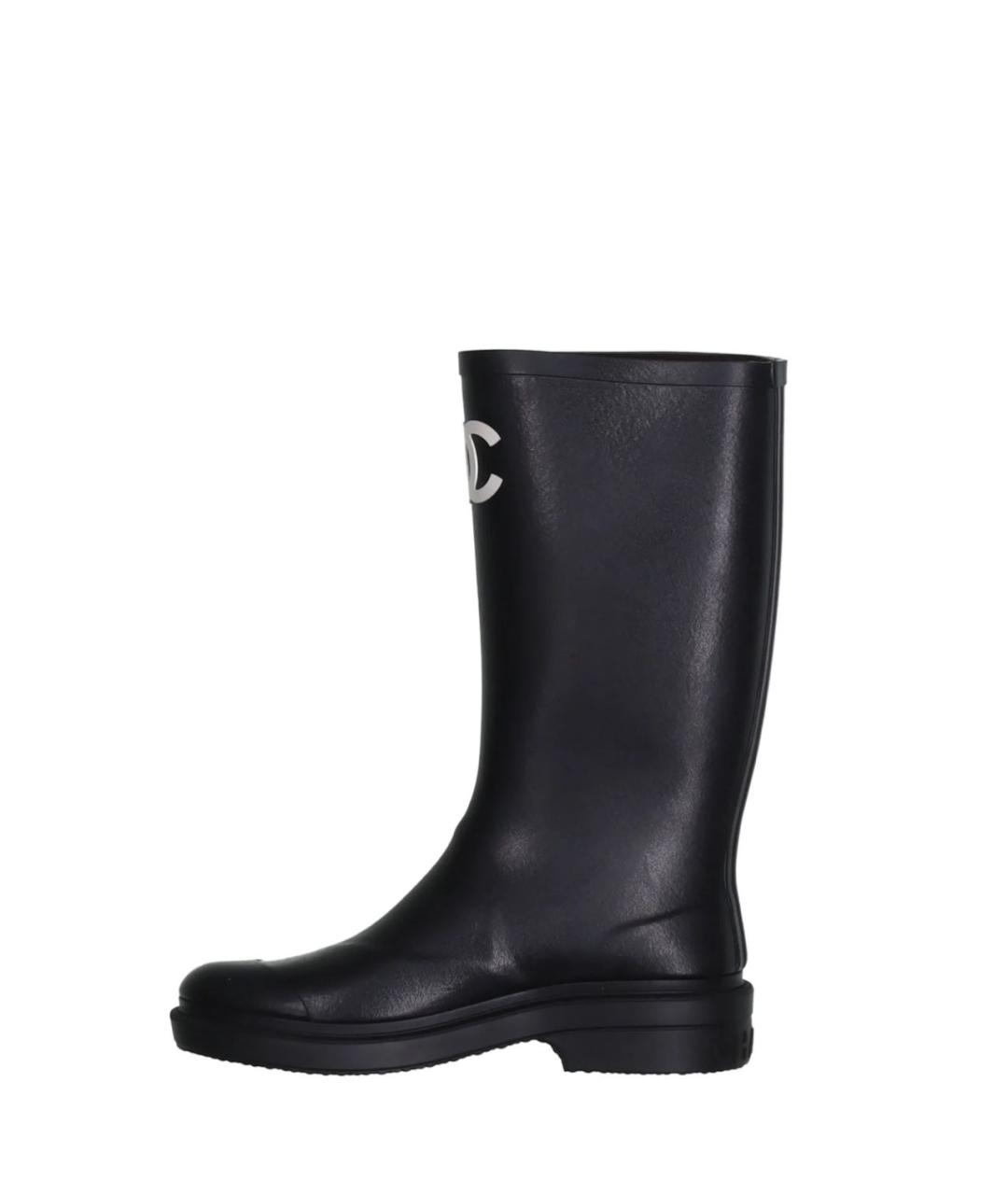 CHANEL Черные резиновые сапоги, фото 3