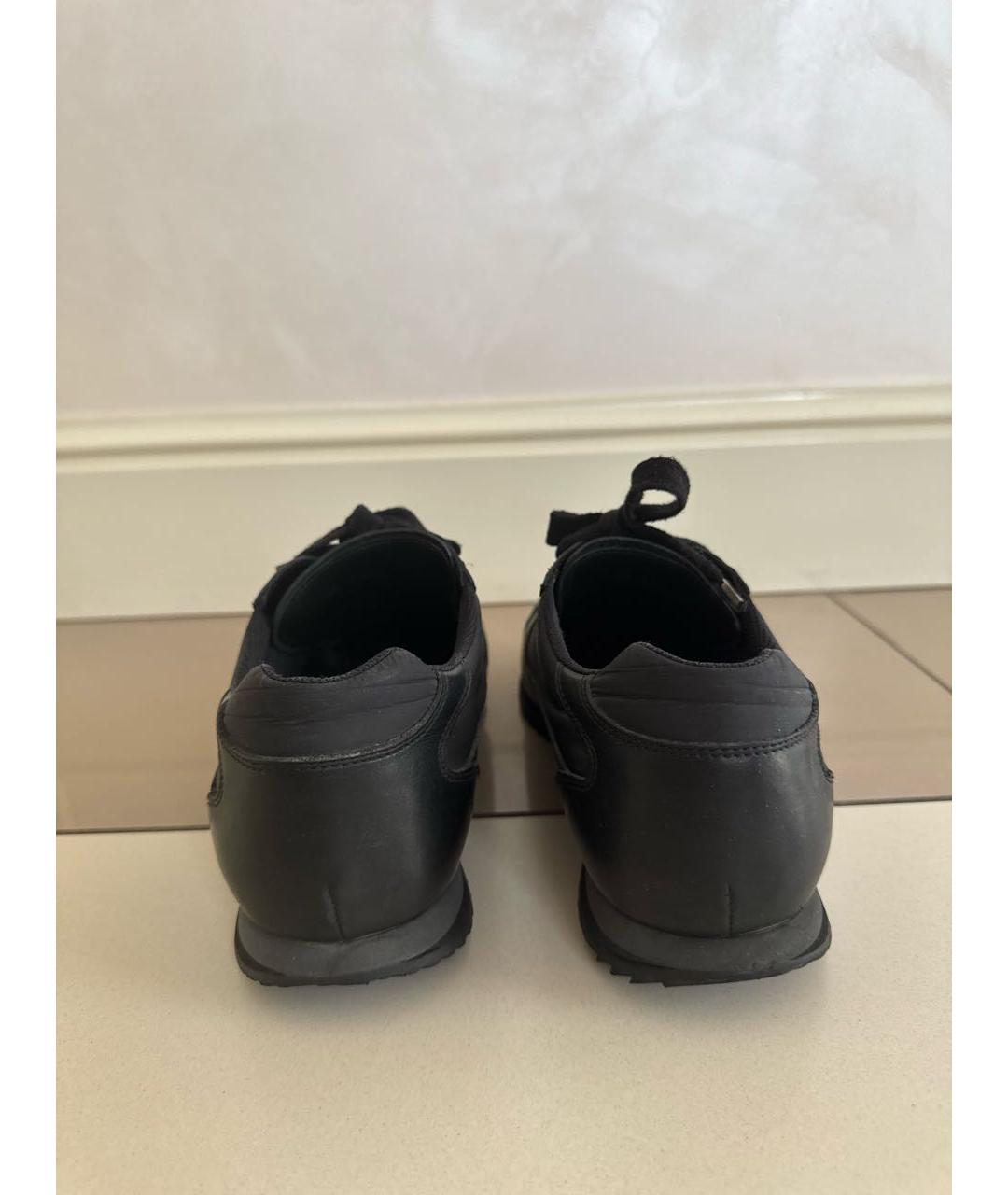 PRADA Черные кожаные низкие кроссовки / кеды, фото 4