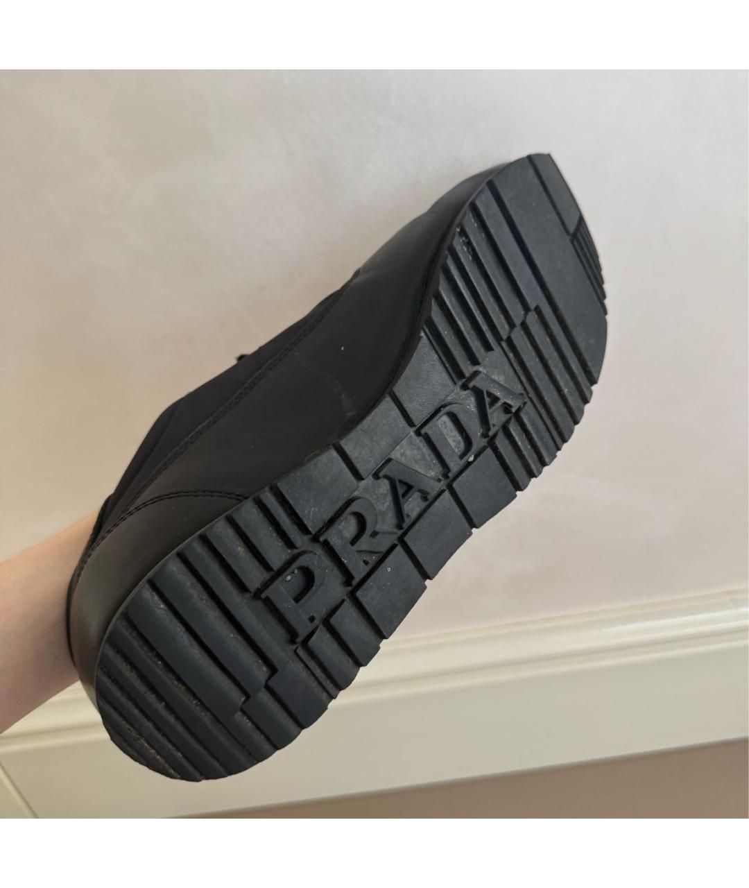PRADA Черные кожаные низкие кроссовки / кеды, фото 6