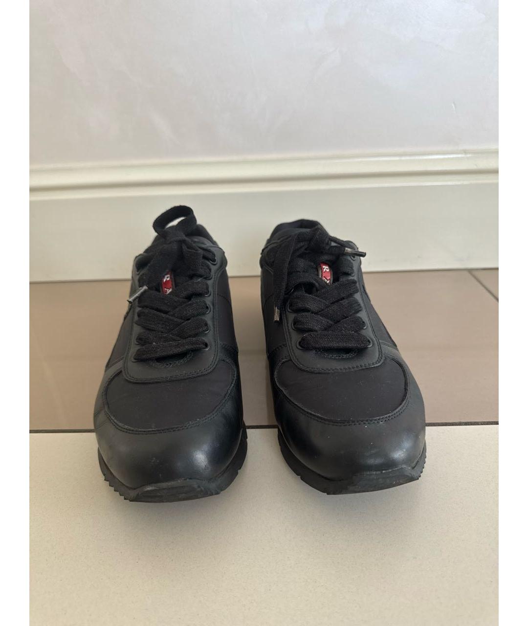 PRADA Черные кожаные низкие кроссовки / кеды, фото 2