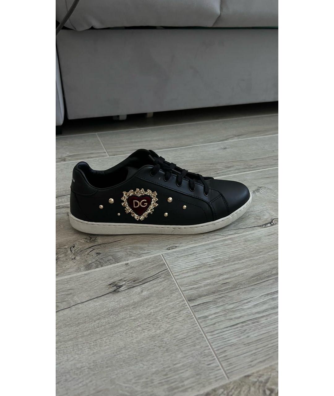 DOLCE&GABBANA Черные кожаные кеды, фото 8